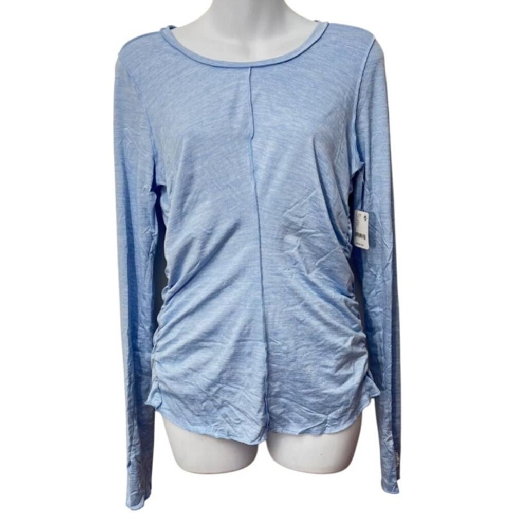 Free People FP Movement HATCH Blue Right On Run Long Sleeve Casual Layer Top, L - Picture 4 of 7